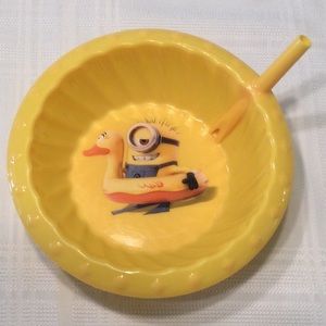 Minion in Rubber Ducky Bowl With Straw